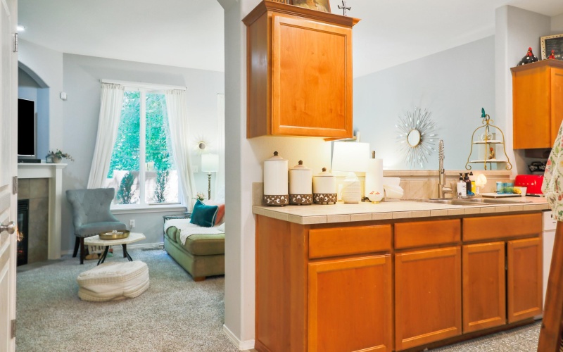 Kitchen connecting to Main living area